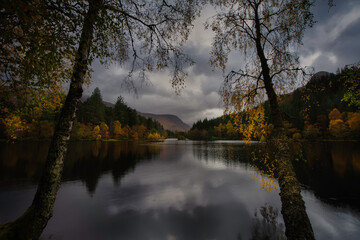 Fototapeta na wymiar Glencoe lochan in Autumn located in the highlands of scotland.