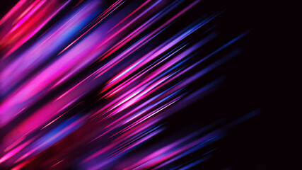 Abstract dynamic wallpaper background with blurred glowing diagonal lines. Speed lights and motion traces in perspective