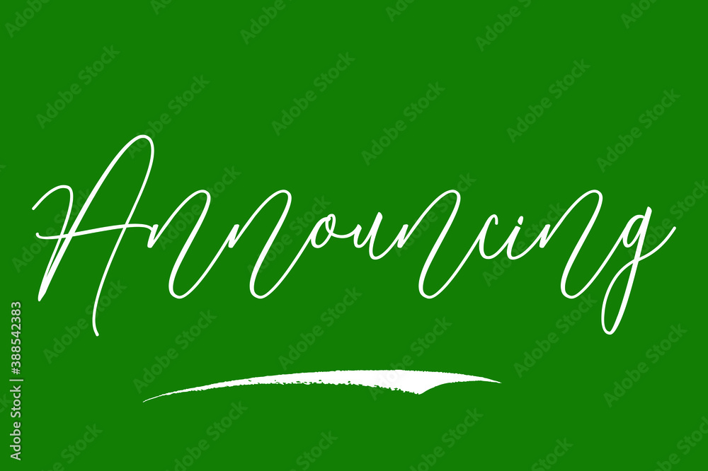 Fototapete announcing cursive typography white color text on green background