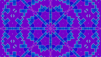 Abstract geometric bright-coloured kaleidoscope background with accent lines and central symmetry