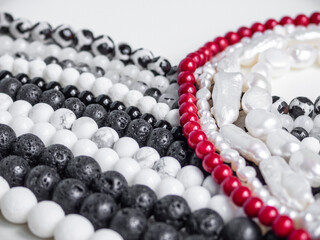 Multicolored beads from semi-precious stones
