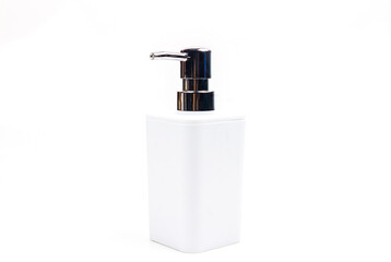 Obraz premium White cosmetic bottles on white background.
