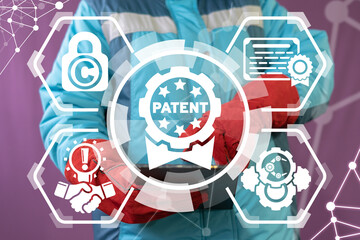 Patent Industry Production Protection Concept. Patented Industrial Product.