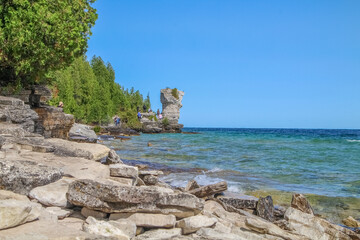 Flower Pot Island, Tobermory, Ontario/Canada: September 14, 2020 -- Pic of the beach area, looking empty during the COVID-19 pandemic.