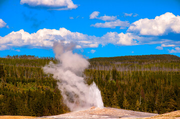 The active Geysers and geothermal pools of Yellowstone National Park. Yellowstone was the world's first National Park. The caldera is considered an active volcano.Half of the world's geothermal featur