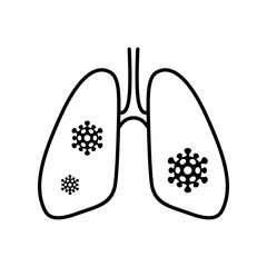 lungs icon affected by coronavirus, isolated covid-19 virus disease illustration