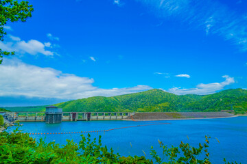 Obraz premium 忠別湖ダム（北海道上川郡）