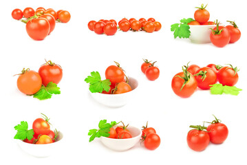 Group of cherry close-up isolated on white background