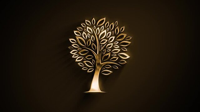 Abstract Tree Icon Silhouette Reveal Animation/ 4k animation of an abstract minimal icon tree silhouette animation background