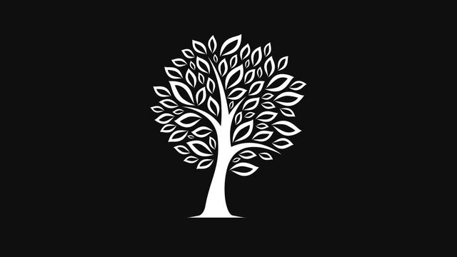 Abstract Tree Icon Silhouette Reveal Animation/ 4k animation of an abstract minimal icon tree silhouette animation background