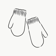 Baby mittens vector sketch icon isolated on background. Hand drawn Baby mittens icon. the mittens, vector sketch illustration