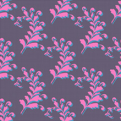 Seamless Floral Pattern with decorative branches and leaves for Design Wallpaper, Fashion Print, Trendy Decor, Home Textile, Retro Decor. Vector Illustration.	