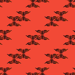 Decorative Asian Folk Seamless Pattern. Ornament of Asian Nomads: Kyrgyz, Kazakhs, Bashkirs, Tatars, Yakut, Mongols. Ethnic Vector Illustration for Paper Products, Textiles.
