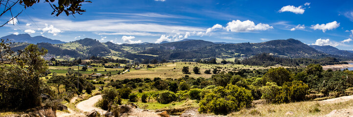 Panoramic view of  the beautiful mountains of the municipality of La Calera located on the Eastern Ranges of the Colombian Andes