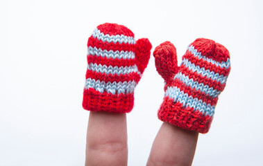 image of glove finger white background 