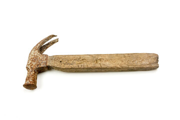 Old hammer isolated on white background.