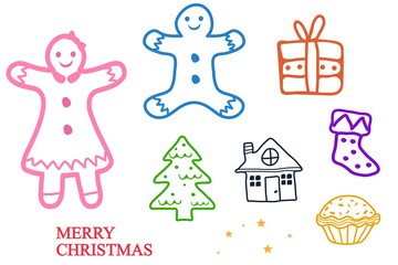 christmas icons set . cartoon concept on white background.