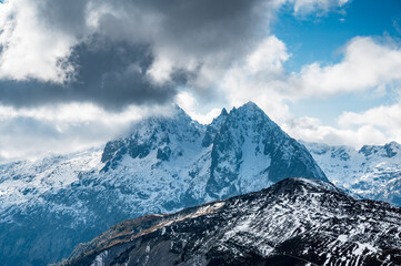 peak with clouds seen from col de balme