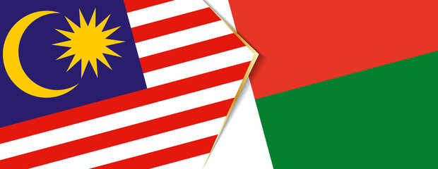 Malaysia and Madagascar flags, two vector flags.