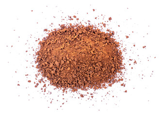 Pile of coffee powder isolated on white background