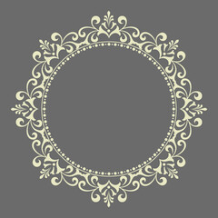 Decorative frame Elegant vector element for design in Eastern style, place for text. Floral gray border. Lace illustration for invitations and greeting cards