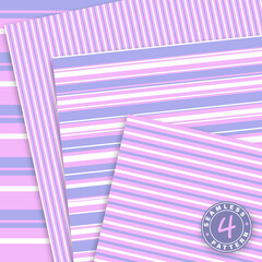Stripes seamless pattern. Pink Paper set mockup.