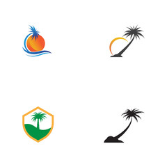 Set Palm tree summer logo template