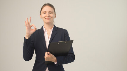 beautiful business woman with clipboard