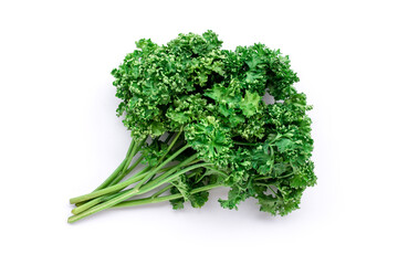 bunch of fresh green parsley on white.