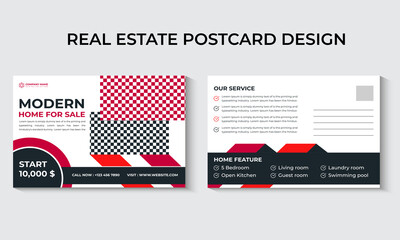 Real Estate Postcard Template Vector, Postcard Template Design.