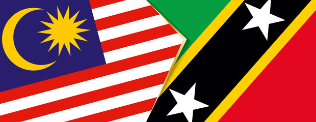 Malaysia and Saint Kitts and Nevis flags, two vector flags.