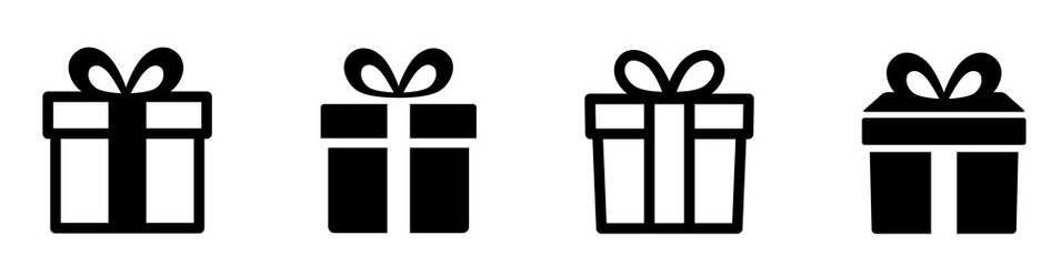 Gift box icons set. Gift boxes line style. Christmas gift. Surprising gift box flat style collection - stock vector. © Comauthor