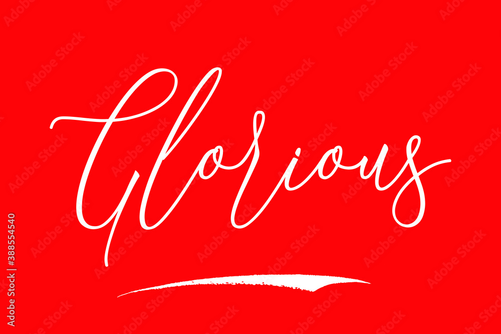 Fototapete glorious cursive typography white color text on red background