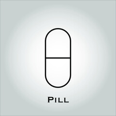 Pill (medicine) flat icon vector. Isolated objects. Vector illustration. Simple vector for Graphic design. Medical, health care, antibiotic Concept. 
