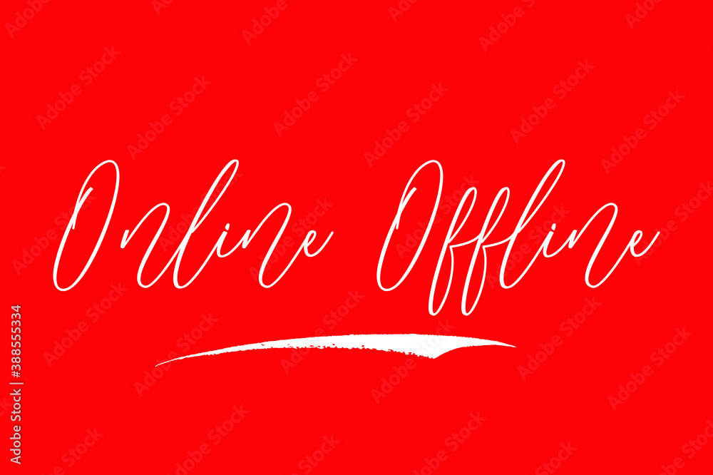 Fototapete Online Offline Cursive Typography White Color Text On Red Background