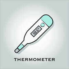 Thermometer flat icon vector. Isolated objects. Vector illustration. Simple vector for Graphic design. Medical equipment, health care Concept. 