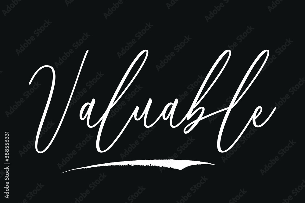 Fototapete valuable cursive calligraphy/typography white color text on black background