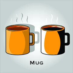 Mug flat icon vector. Isolated objects. Vector illustration. Simple vector for Graphic design. Coffee, Refresh, Morning concept. 