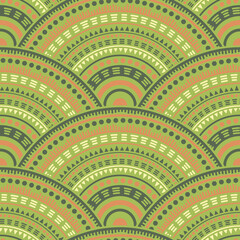 Ethnic circle shapes seamless geometric pattern.