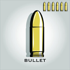 Bullet flat icon vector. Isolated objects. Vector illustration. Simple vector for Graphic design. War, Weapon, danger, ammunition concept. 
