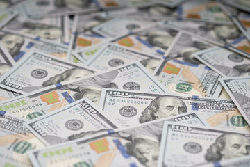  Hundred dollar bills cash background. Business. Macro