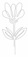 Vector illustration of isolated one continuous line design flower on the white background