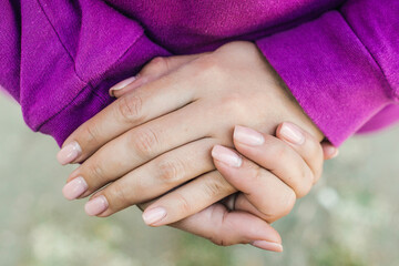 Nails need in correction. Nails care. Time for correction gel polish.