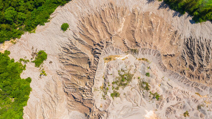 Aerial top view Patterns surface on the earth's, Left by water