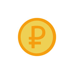 Metal coin ruble. Vector illustration, flat cartoon color minimal design isolated on white background, eps 10.