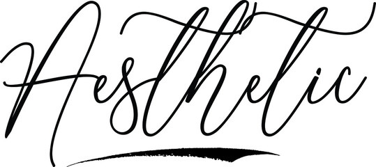 Aesthetic Cursive Font, Black Color Text On White Background