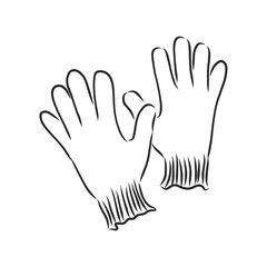 Sketch of winter gloves, vector illustration isoltaed on white background, pair of gloves, gloves, vector sketch illustration