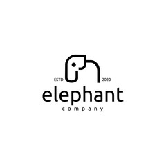 Silhouette of  Elephant Icon Vector Line Art