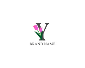 letter Y tulip alphabet vintage logo