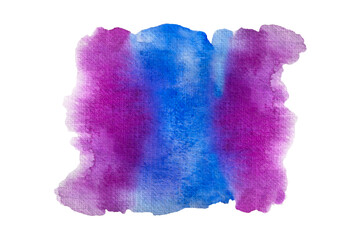Abstract blue and violet watercolor texture on white background